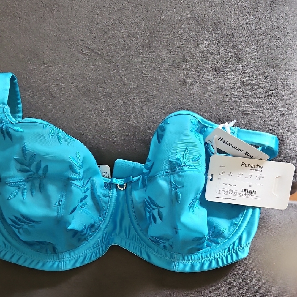 Panache Turquoise Leaf Pattern Bra